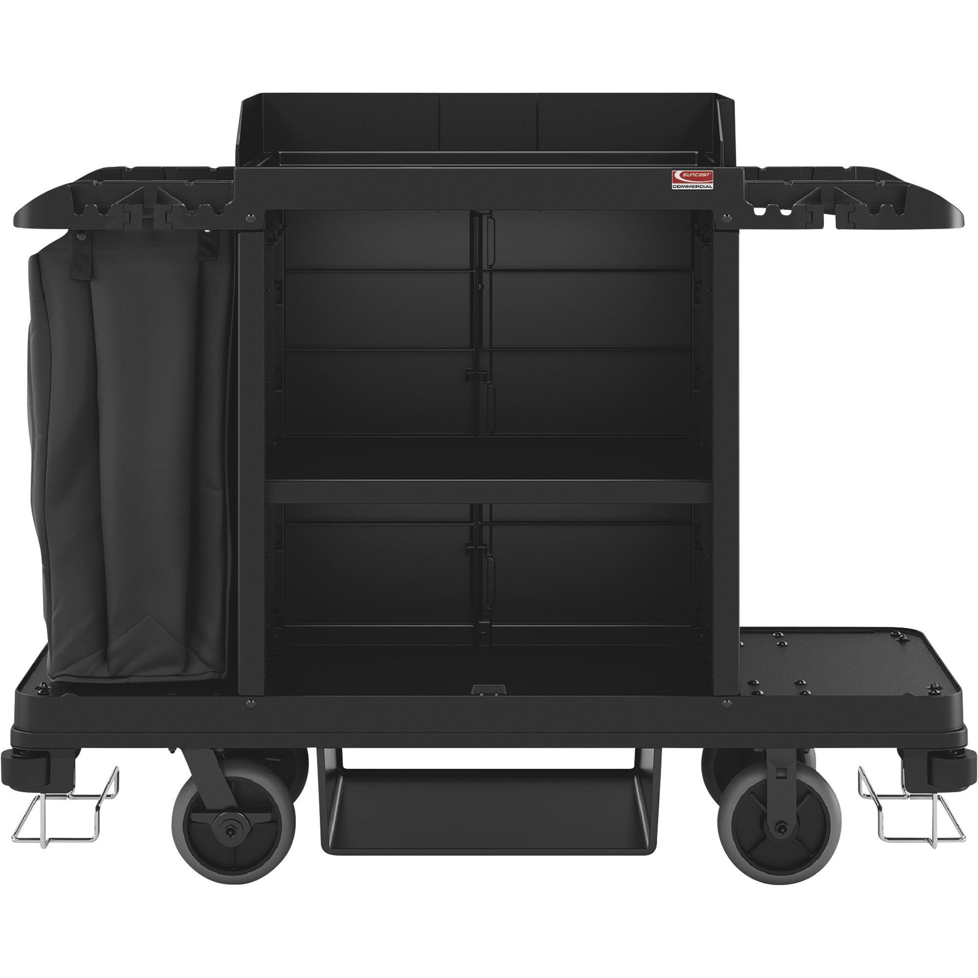 Suncast Commercial Housekeeping Cart — Black, 61 1/4in.L x 24in.W x 49 3/4in.H